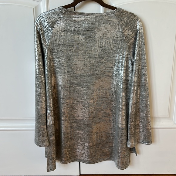 Joan Vass Women’s Blouse Metallic Silver - Picture 3 of 7